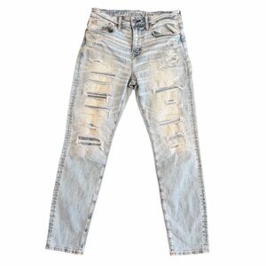 American Eagle AirFlex+ Skinny Jeans Men 29x30 Light Wash Distressed Stretch